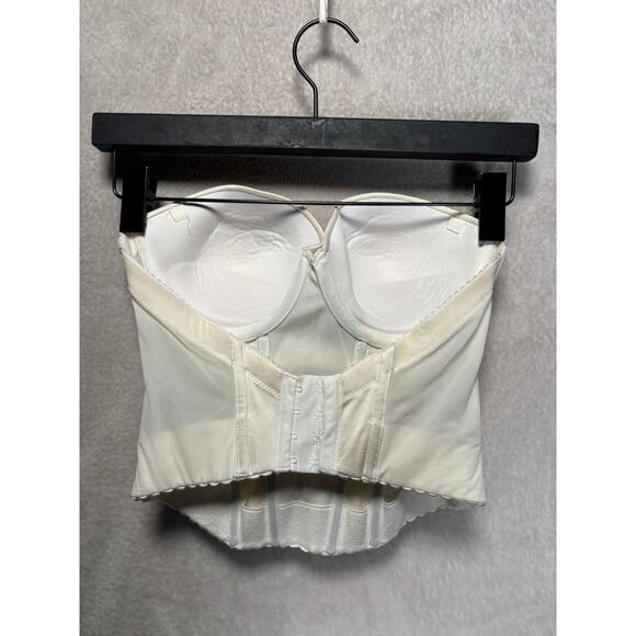 Victoria's Secret Back Off Baby Low Back Bustier Push Up Padded 32D White - Picture 2 of 5